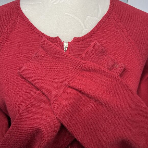 Pria Red Full Zip Cotton Blend Cardigan Sweater Small - Minor Flaws - Picture 7 of 10